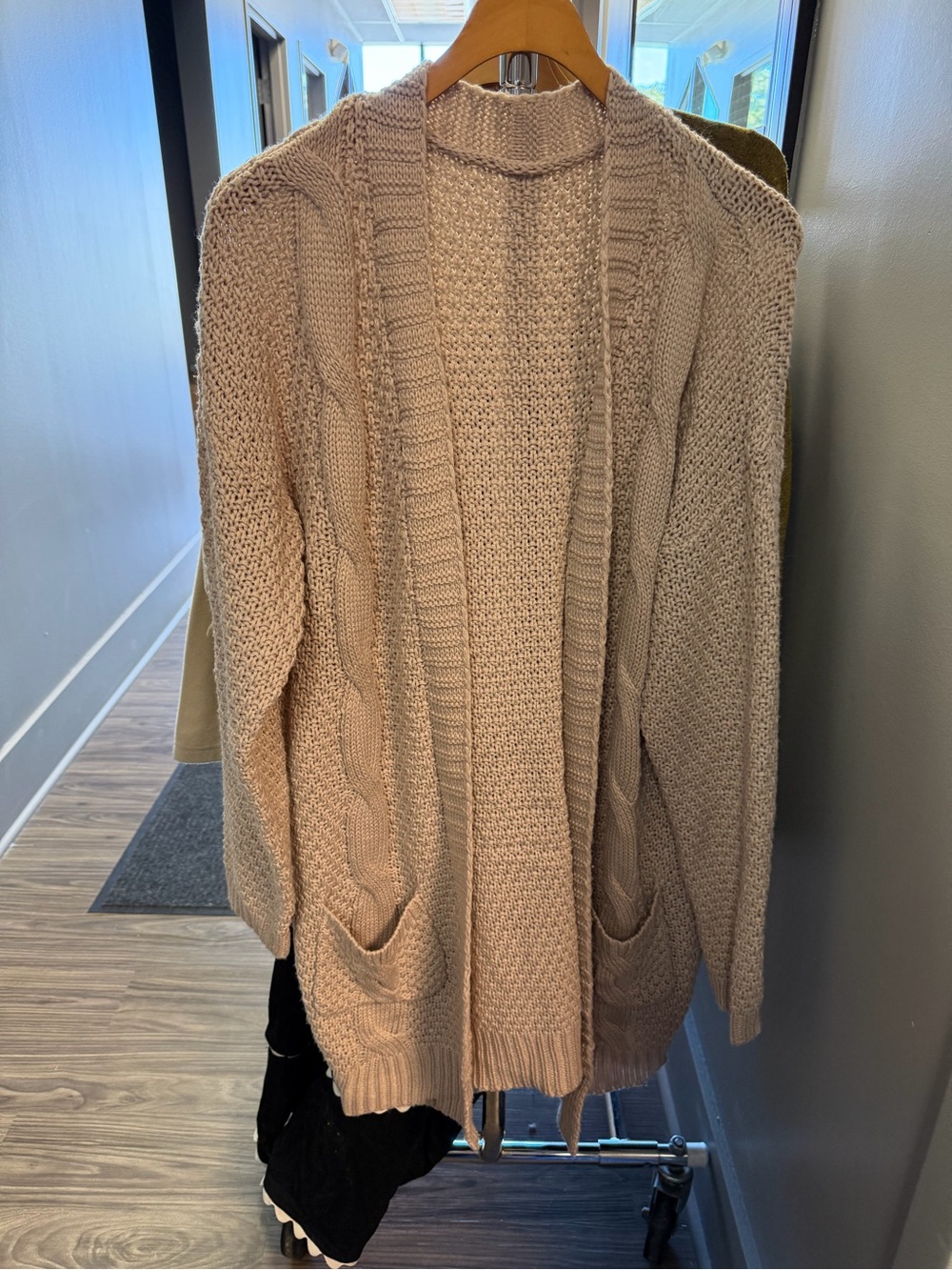 Cozy Open-Front Cable Knit Cardigan Sweater - Beige